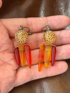 Bright & warm frosted-glass beaded earrings
